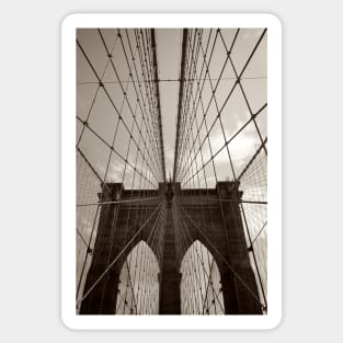 Sepia - toned Brooklyn Bridge in New York City, USA Sticker